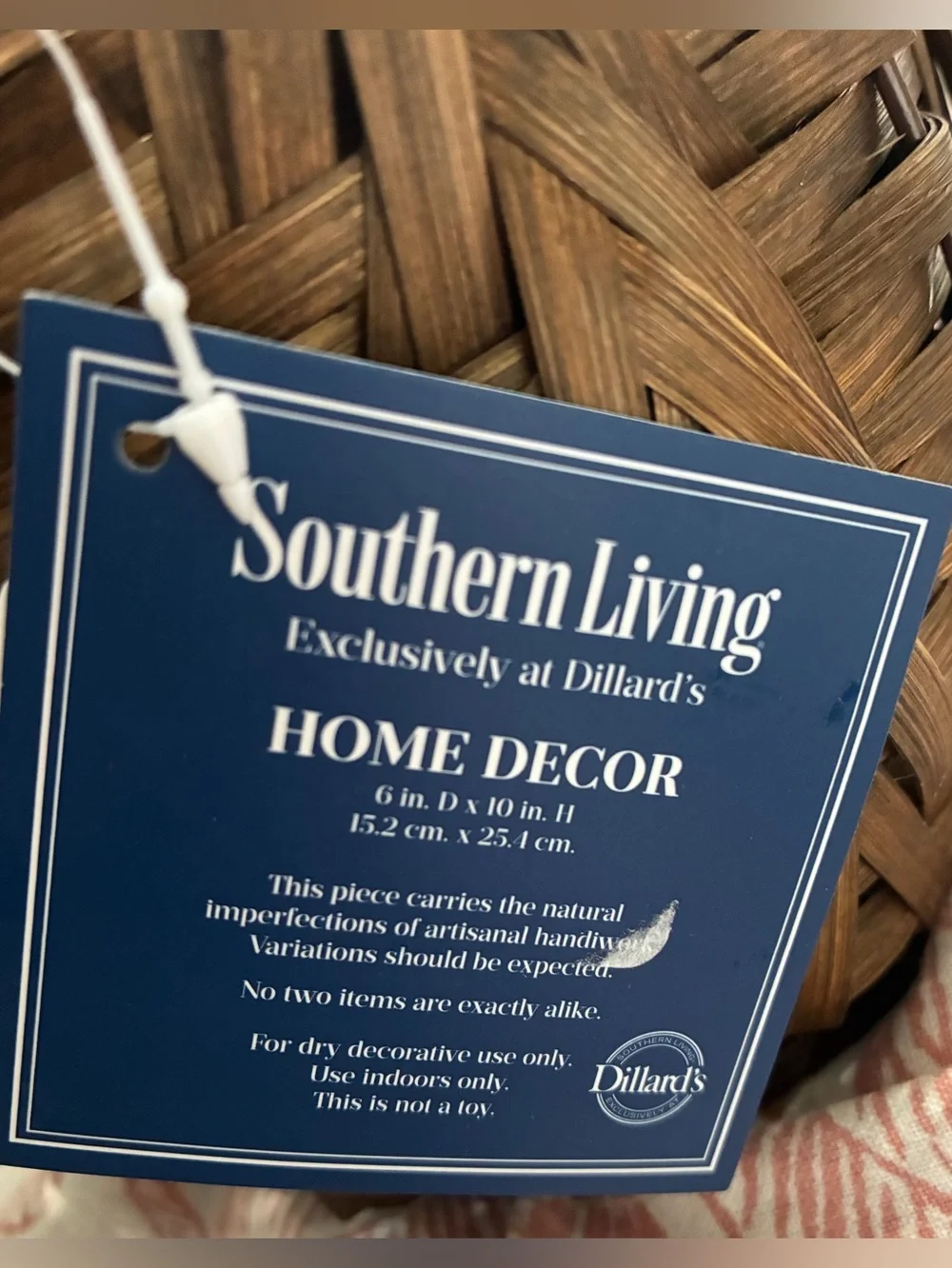 Southern Living Bamboo Woven Fall decor. NWT.  11.5 in Tall Herringbone Pumpkin